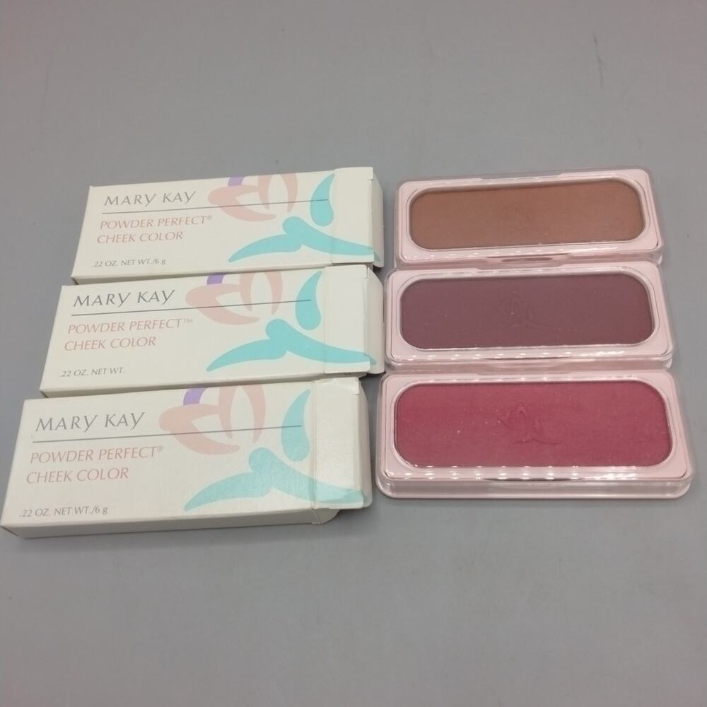Lot Of 3 Mary Kay Powder Perfect Cheek Color Blush Wildberry Mulberry Clay